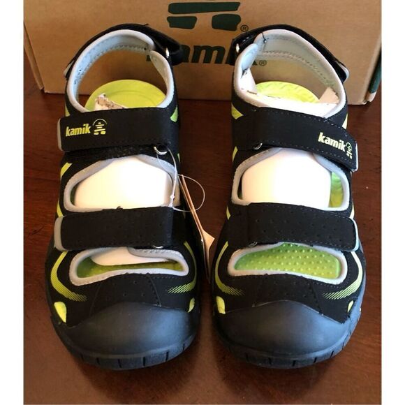 KAMIK - NWTIB - Youth Sz 36 (4) "Wander" Sandal in Black/Lime. Vegan & Washable! - Picture 15 of 16